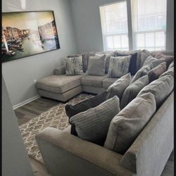 U Shape Oversize Ardsley Pewter Sectional Couch Sofa With Chaise 👍 Brand New 💥 Living Room ⭐️ 