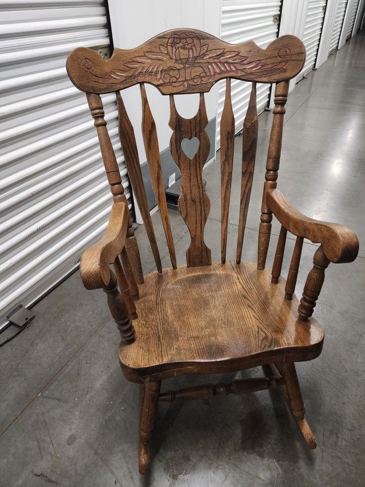 Vintage Wooden Rocking Chair with Coutout Heart.