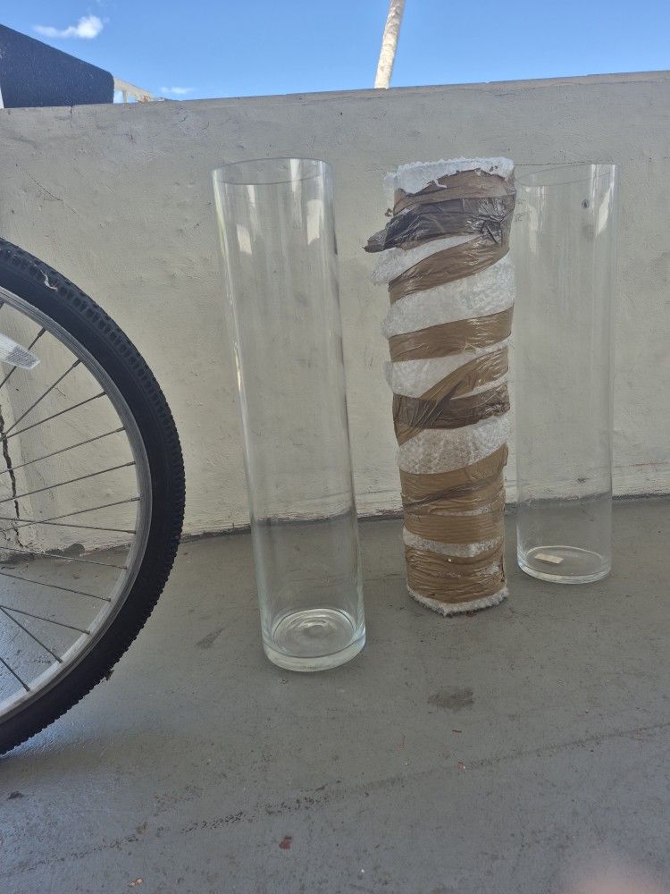 3 Cristal Cylinder Vases