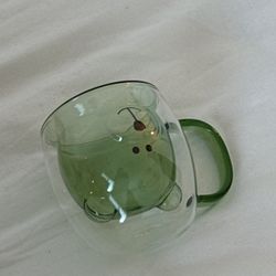 green bear glass mug