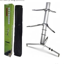 Miwayer Column Keyboard Stand Professional Heavy Duty Piano Stands Aluminum Alloy Foldable Double Adjustable Height for 61, 76, 88 Keys Keyboard Piano