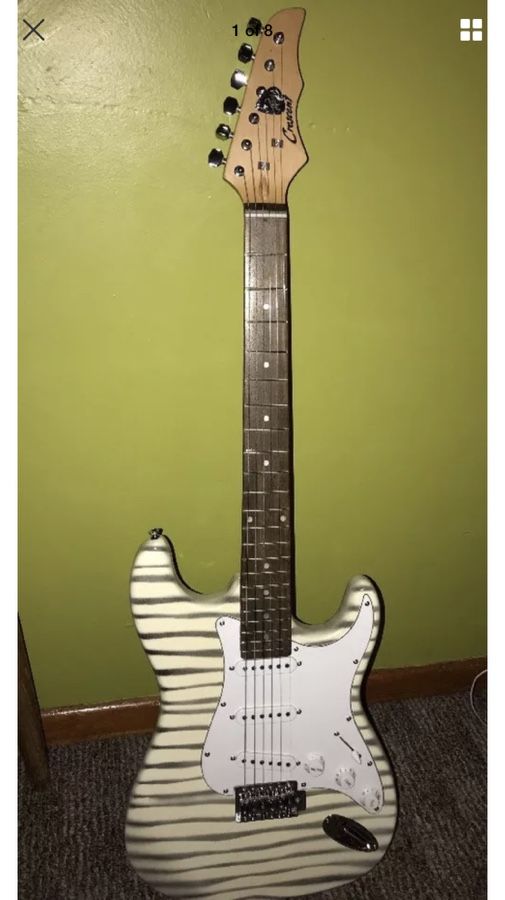 Crescent Electric Guitar zebra stripe