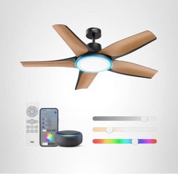 New DREO Smart RGBIC Ceiling Fans with Lights, Low profile Ceiling Fan with Alexa/App, 52''