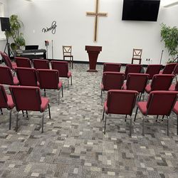 76 red cloth interlocking event/church chairs