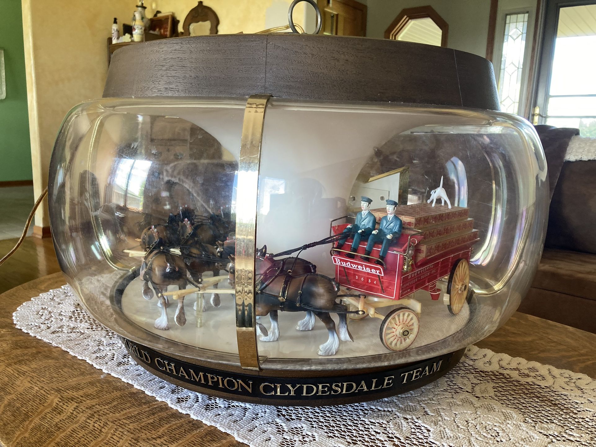 Vintage Budweiser Carousel Clydesdale Parade Hanging Lamp Light