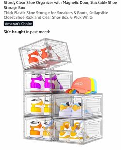 Clear Stackable Shoe Storage Boxes, 8 Pack
