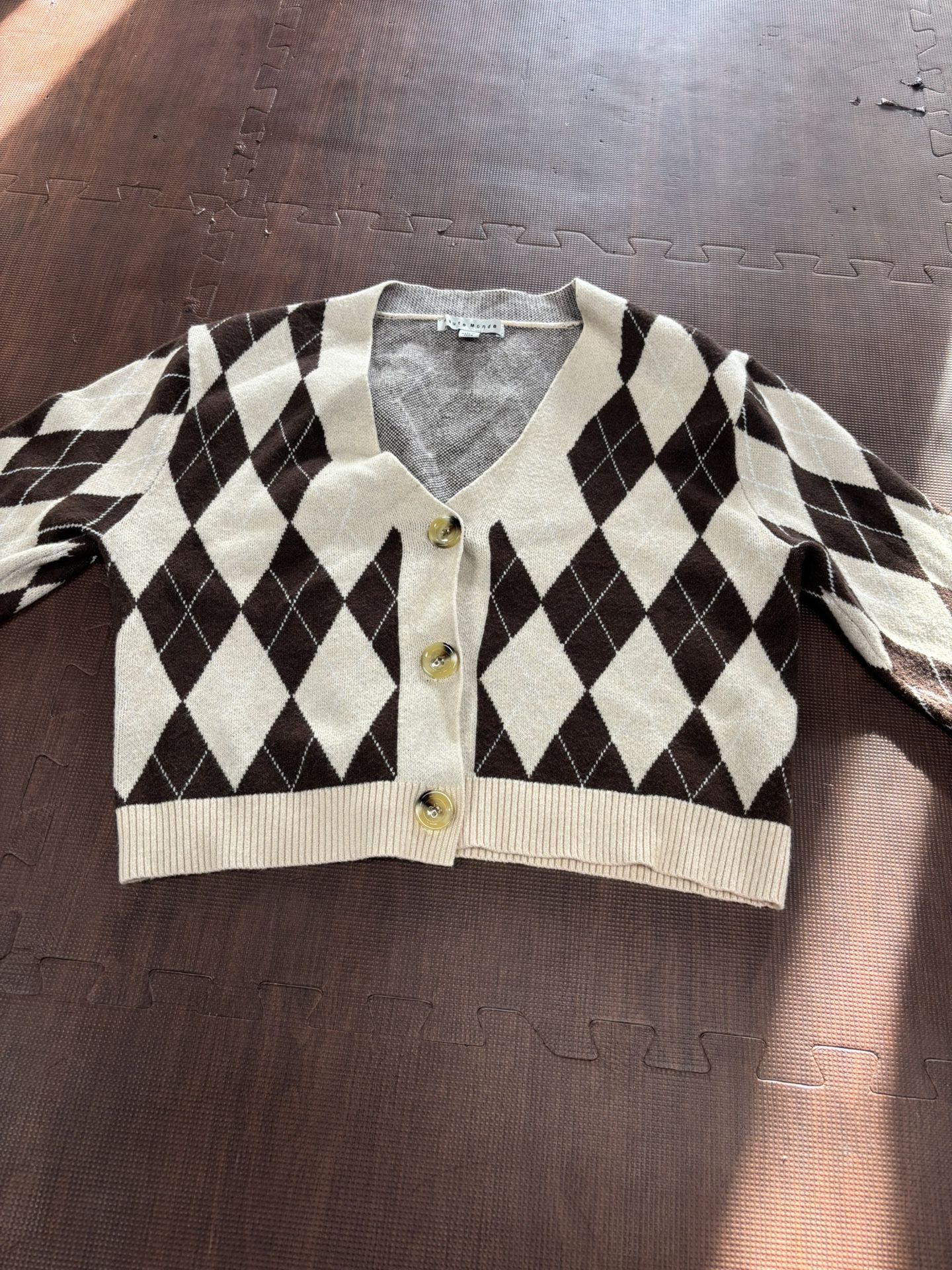 Brown Cropped Cardigan Sweater