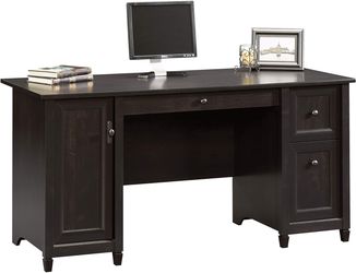 B-48 Sauder Edge Water Computer Desk, L, Estate Black finish
