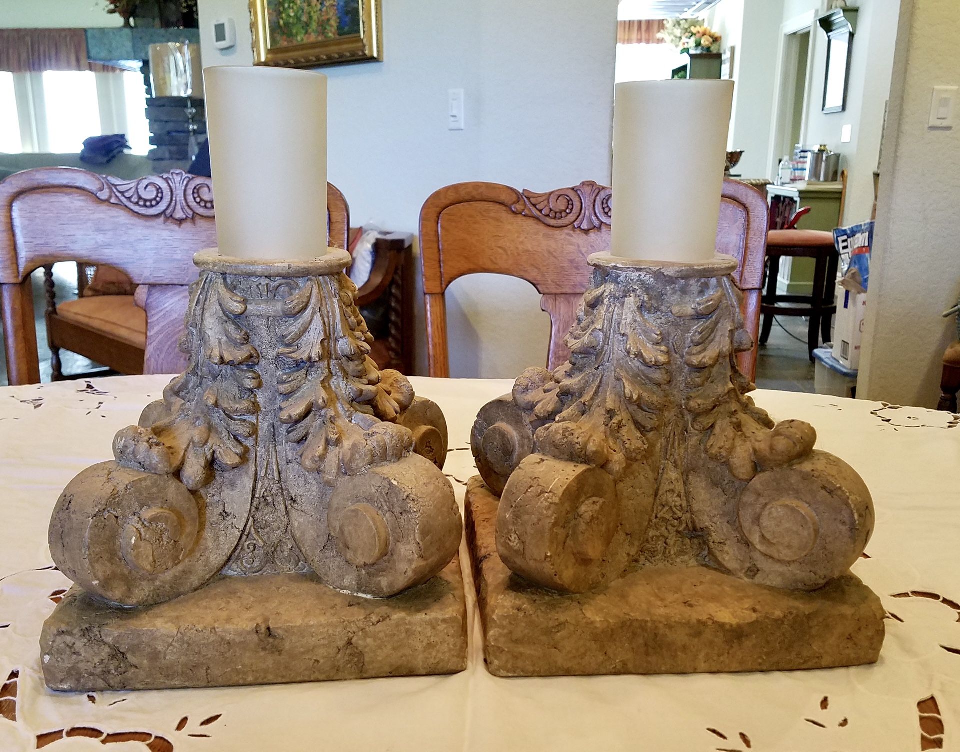 Resin Candle Holders w/ Chimneys
