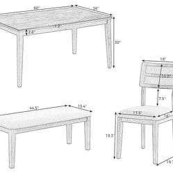LUMISOL Farmhouse Dining Table Set for 6