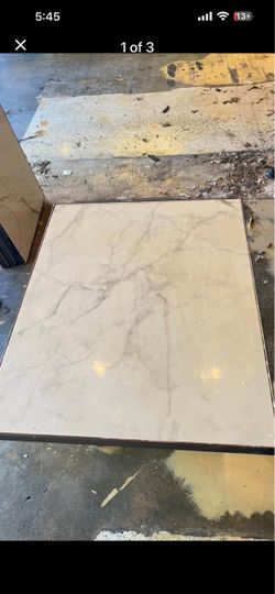 Marble Tile and iron ban tabletops