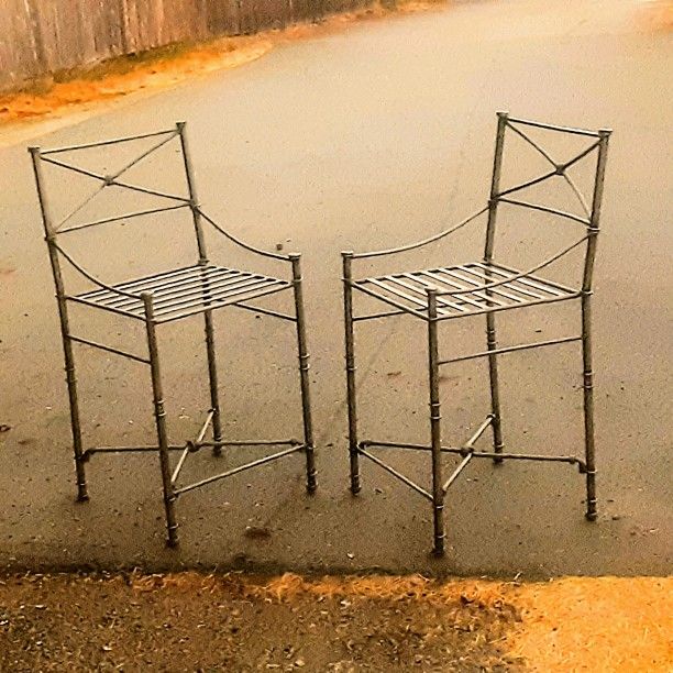 Set of 2 Pier One Wrought Iron Medici Counter Bar Stools