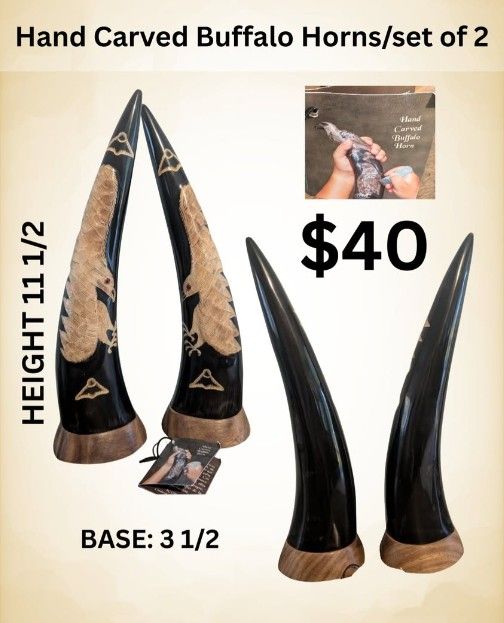 Hand Carved Buffalo Horns