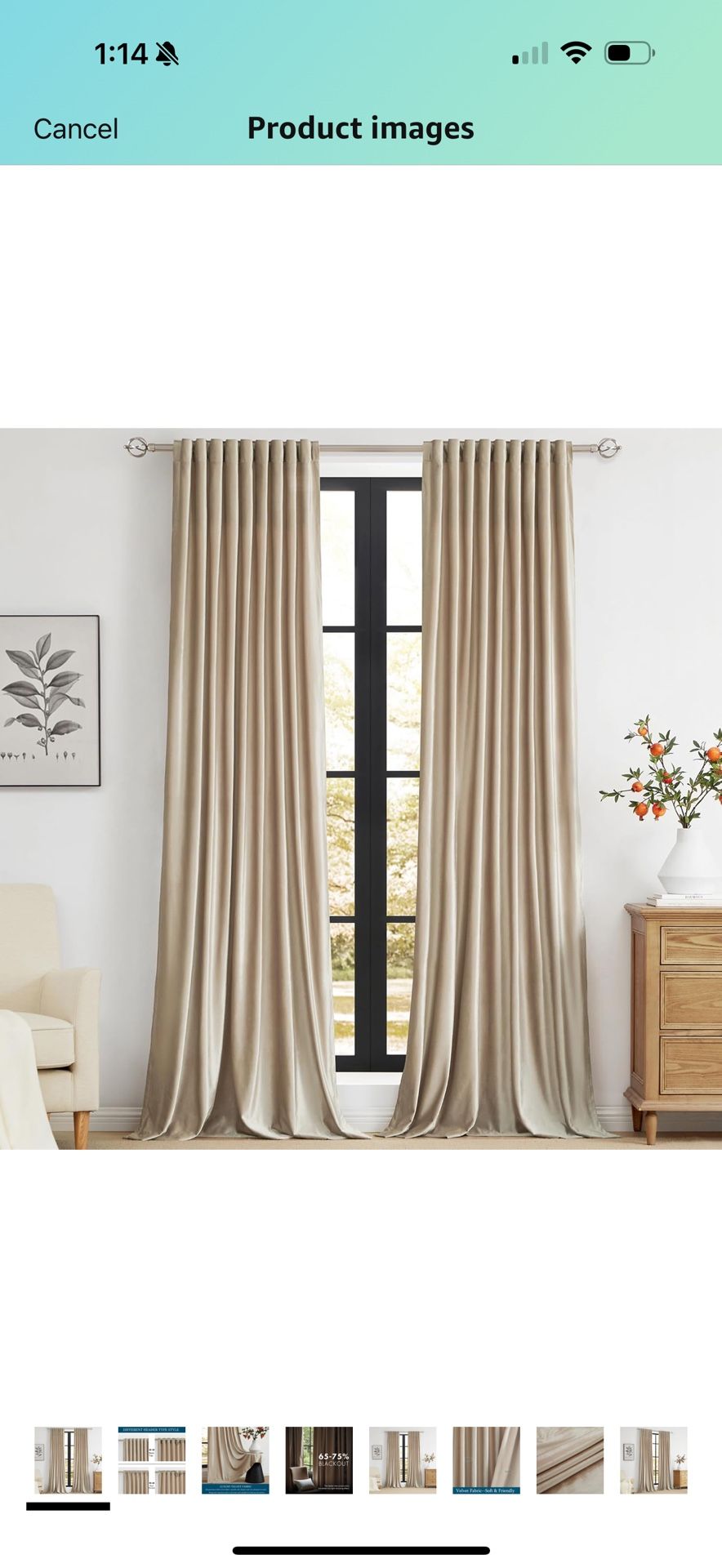 PRIMROSE Champagne Polyester Velvet Curtains 96 inch Long for Living Room,Set of 2 Panels Blackout Rod Pocket Back Tab Window Treatment Room Darkening