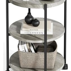3-Tier Modern End Table with Wheels, Small Side Table Nightstand Bedside Table for Living Room,