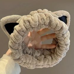 Durable Kitten Ears Headband Water Absorbent Woven Elastic for Makeup & Skincare