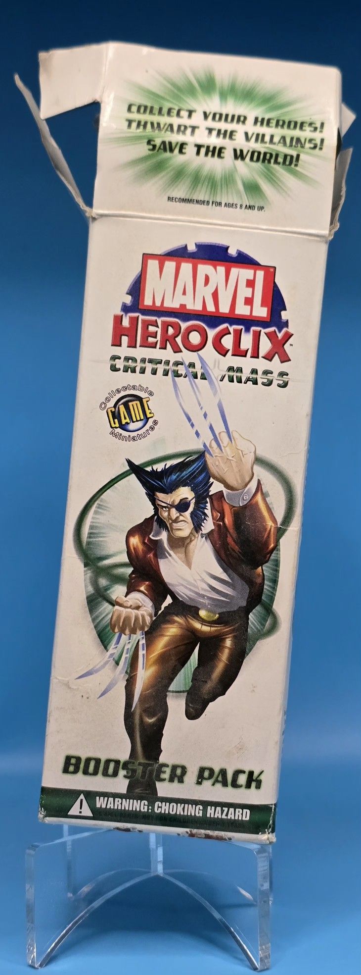 2003 MARVEL HEROCLIX WIZKIDS CRITICAL MASS FEATURING WOLVERINE BOOSTER PACK *DAMAGED BOX*