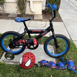 Spider-Man 12” Kids Bike + Helmet & Pads