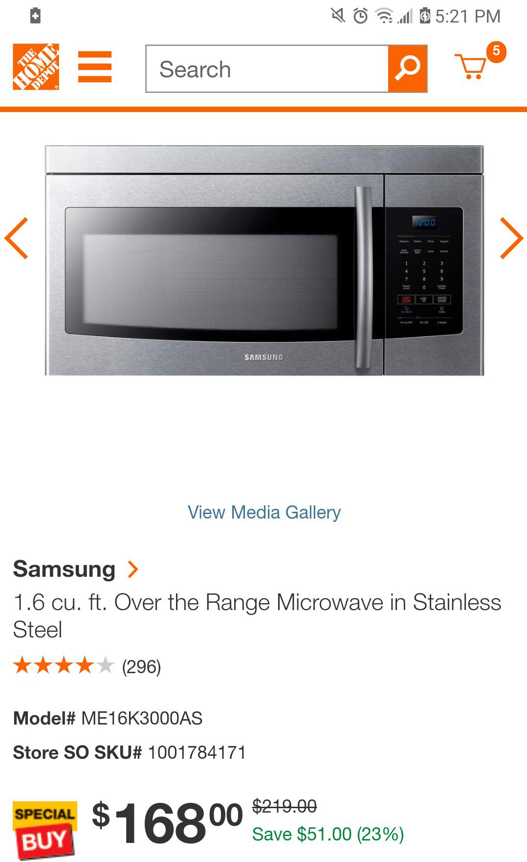 Brand New (in box) Samsung Microwave - over the range