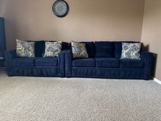 Blue fabric velvet sofa set sofa and love seat