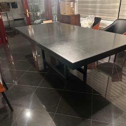 Black steel 8 Foot dining room table