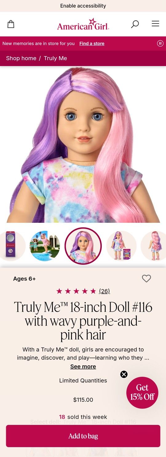 American Girl Truly Me # 116
