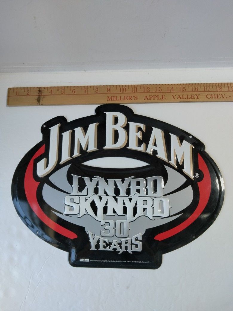 Vintage Jim Beam Lynyrd Skynyrd Metal Sign