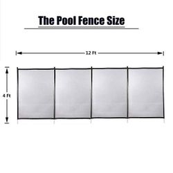 New 4 ft. x 12 ft. Outdoor Black In Ground Pool Fence With Section Kit, Removable Mesh Barrier