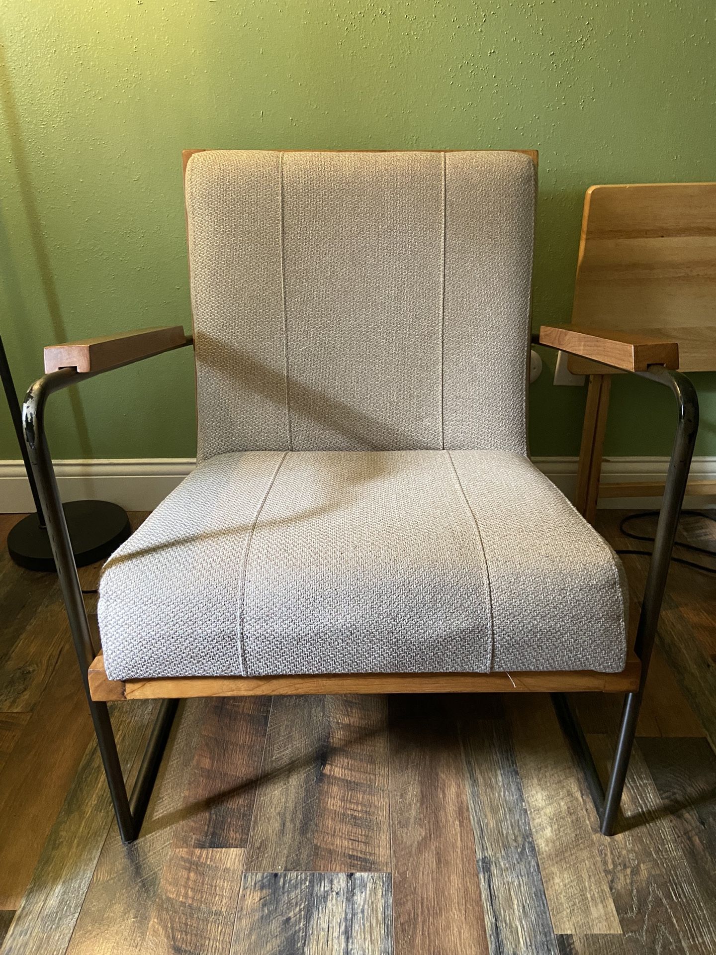 Mid Century Modern Lounge Chair, Beige Upholstered Accent Chair