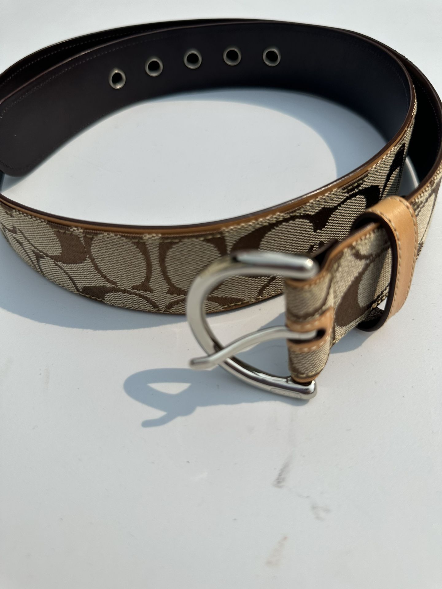 Coach Signature Canvas Belt - Brown Monogram with Butterfly Accent