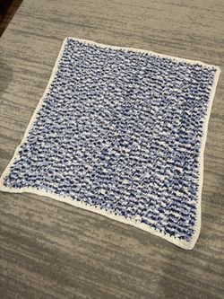 Handmade Baby Blanket 41x38.5 - Thick Soft Plush, Blue/White