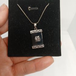 Vtg Black Jase Good Luck Fortune S925 Chain 