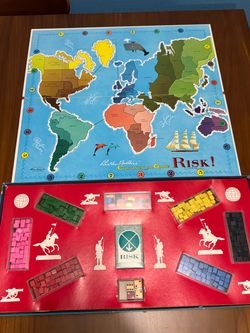 Original 1968 Parker Brothers RISK Continental Game with the classic wooden playing pieces.