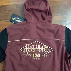 Harley-Davidson Men's 120th Anniversary Deflector Riding Fleece - Rum Raisin & Black