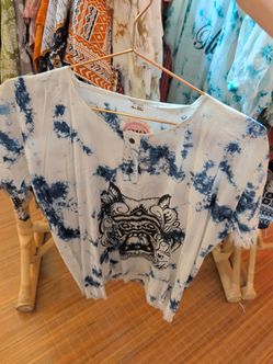 Bali Batik Tie-Dye Top with Barong Print