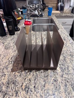 Metal File Organizer Desktop Magazine Holder Rack 9.5x11x9 Bronze