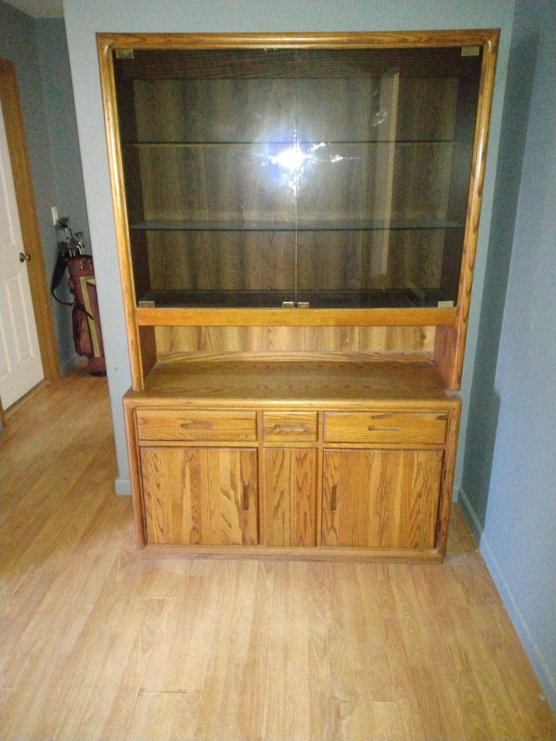 Wooden Hutch With Glass SHELVING And Doors!! 