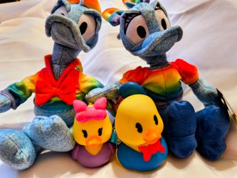 Disney Donald & Daisy Duck Rainbow Plush and Rubber Duck Set