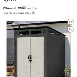 Suncast  Modern Shed 6 X5  7' high $725
