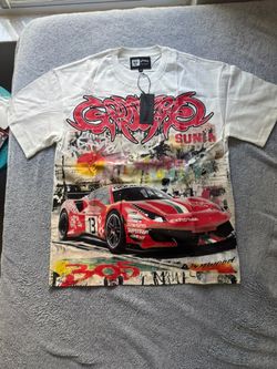 Godspeed White Graphic Racing Car T-Shirt with Tags