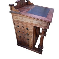 Victorian Burr Walnut Davenport Desk Antique Furniture 