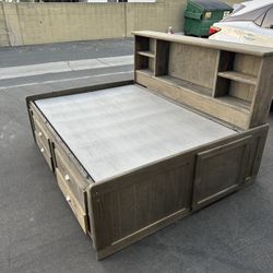 66”x78” Wooden Bed With Storage Shelf