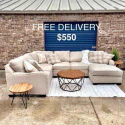 FREE DELIVERY - Ashley Beige U-shaped Sectional Couch