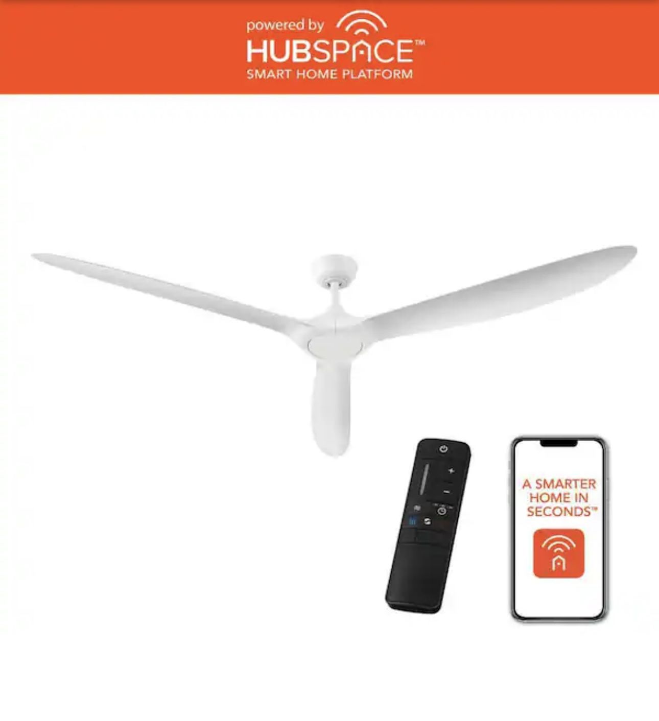 Tager 72 in. Smart Indoor/Outdoor Matte White Ceiling Fan with Remote Control Powered by Hubspace