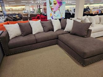 🤎JUST IN!!! BROWN Studded L Shape Living Room Sectional Chaise SOFA COUCH $10 DOWN