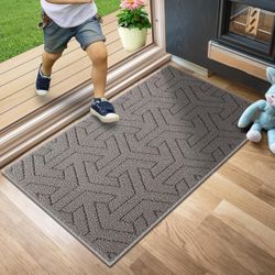 Door Mat, Front Doormats, Non-Slip Entryway Mats Resist Dirt, Washable Low Pile Floor Door Mats for Home, Entrance, Inside, Patio, Grey, 19.5