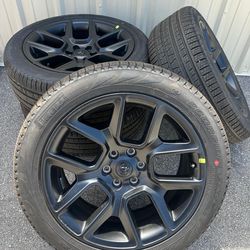 4 New Takeoff Ram 1500 Laramie 22” Black Factory OEM Wheels Rims Pirelli Tires