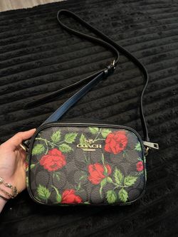 Coach black floral crossbody
