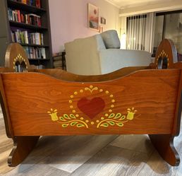 Antique, Hand-Painted Wooden Cradle