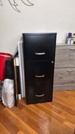 3 Drawer Black Filing Cabinet with Lock & Key